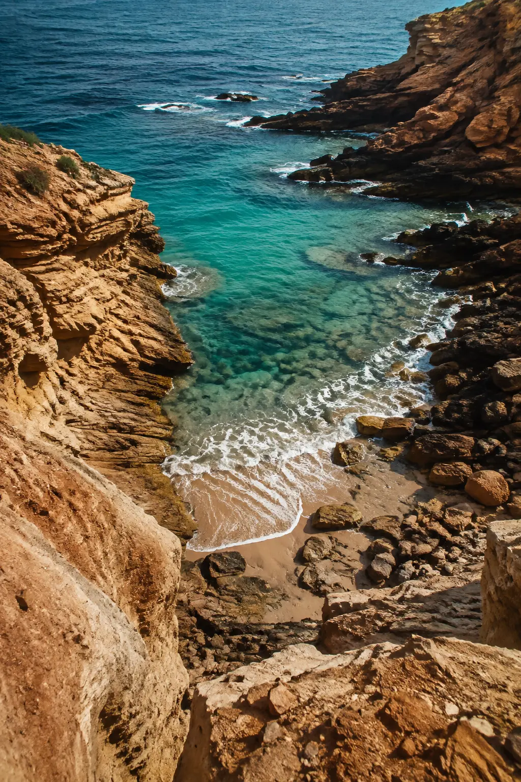Crique rocheuse et océan à Taghazout